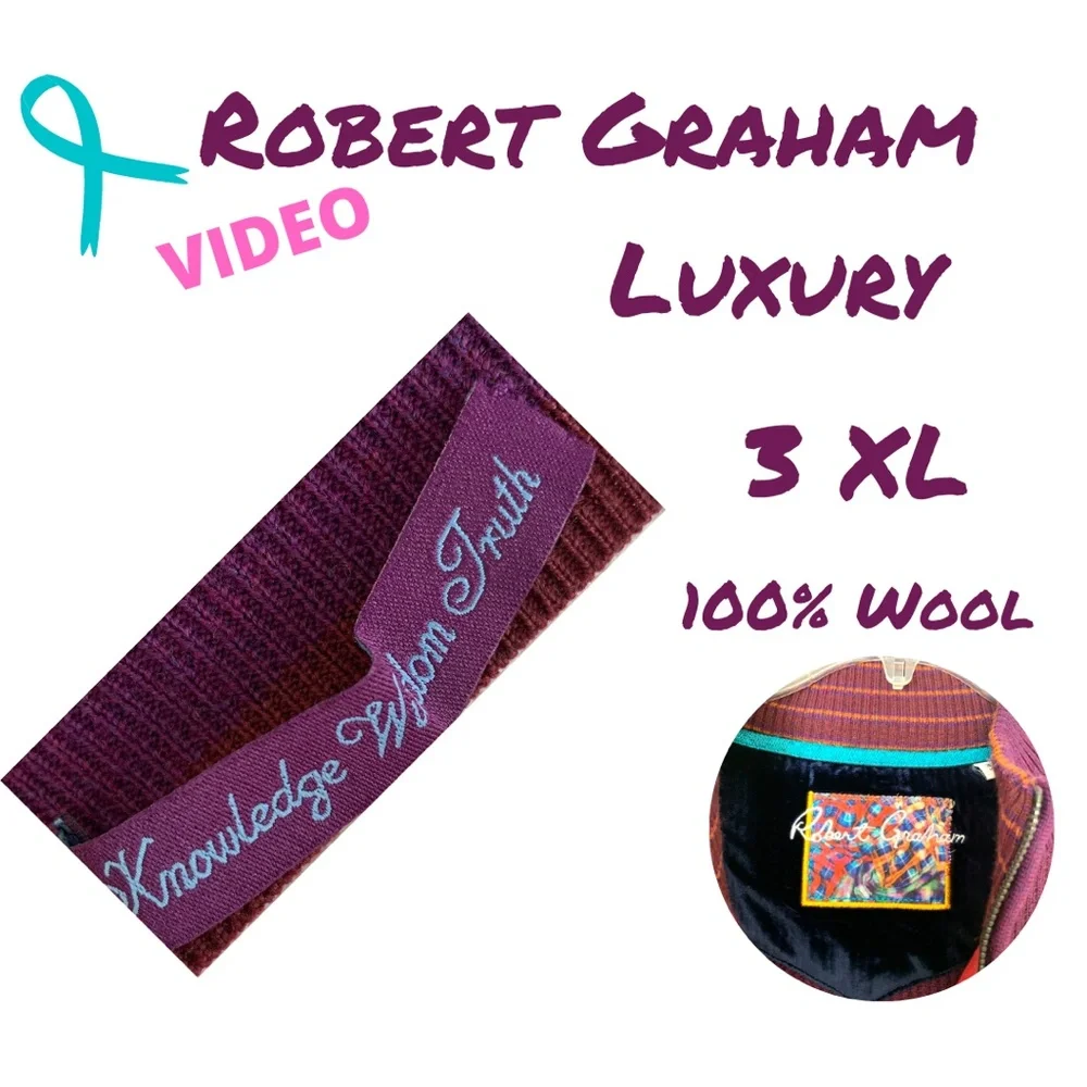 ROBERT GRAHAM Zip 100% Wool Sweater